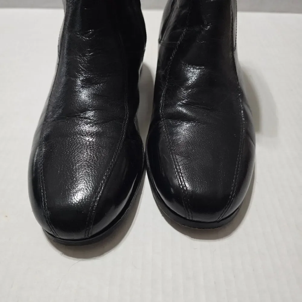 Nunn Bush Men's Black Leather Side Zip Ankle Boots US 8 D Dress Casual